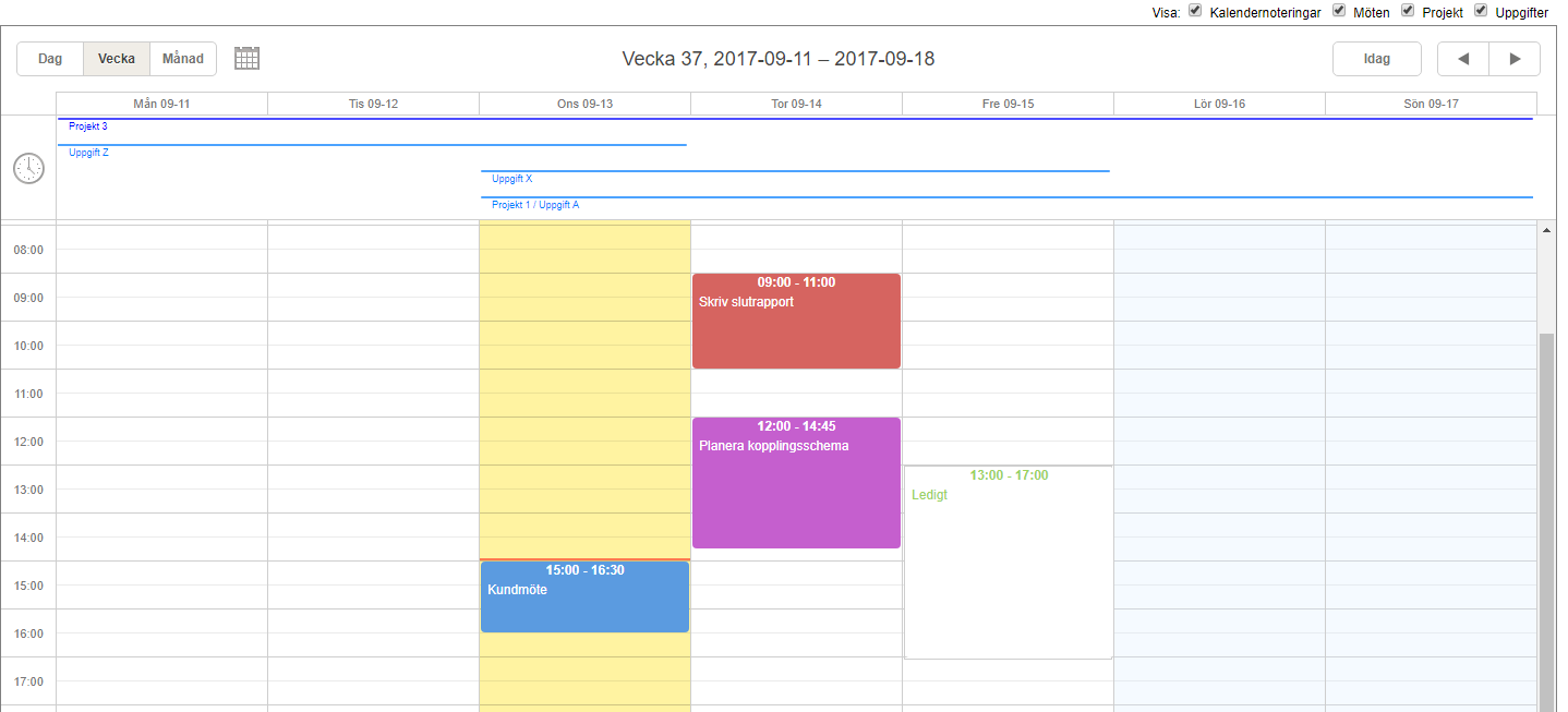 Projekthanteringssystemets kalender är Outlook-synkroniserad. Projekthanteringsprogram.